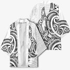 New Zealand Hammerhead Shark Kimono Maori Haehae Mangopare White - Aussie Hoodie