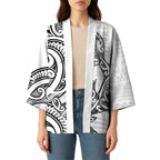 New Zealand Hammerhead Shark Kimono Maori Haehae Mangopare White - Aussie Hoodie