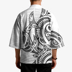 New Zealand Hammerhead Shark Kimono Maori Haehae Mangopare White - Aussie Hoodie
