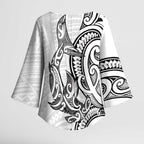 New Zealand Hammerhead Shark Kimono Sleeve Blouse Maori Haehae Mangopare White - Aussie Hoodie