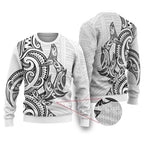 New Zealand Hammerhead Shark Ugly Christmas Sweater Maori Haehae Mangopare White - Aussie Hoodie