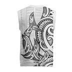New Zealand Hammerhead Shark Christmas Knitted V-Neck Vest Maori Haehae Mangopare White - Aussie Hoodie