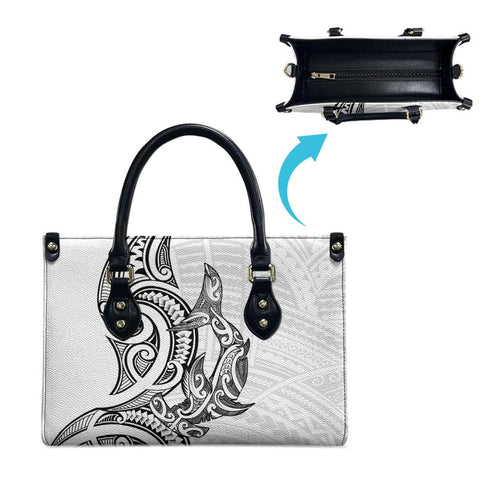 New Zealand Hammerhead Shark Leather Bag Maori Haehae Mangopare White - Aussie Hoodie