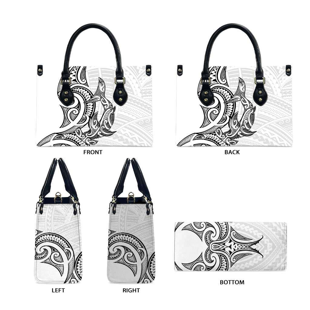 New Zealand Hammerhead Shark Leather Bag Maori Haehae Mangopare White - Aussie Hoodie