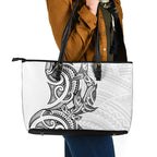 New Zealand Hammerhead Shark Leather Tote Bag Maori Haehae Mangopare White - Aussie Hoodie
