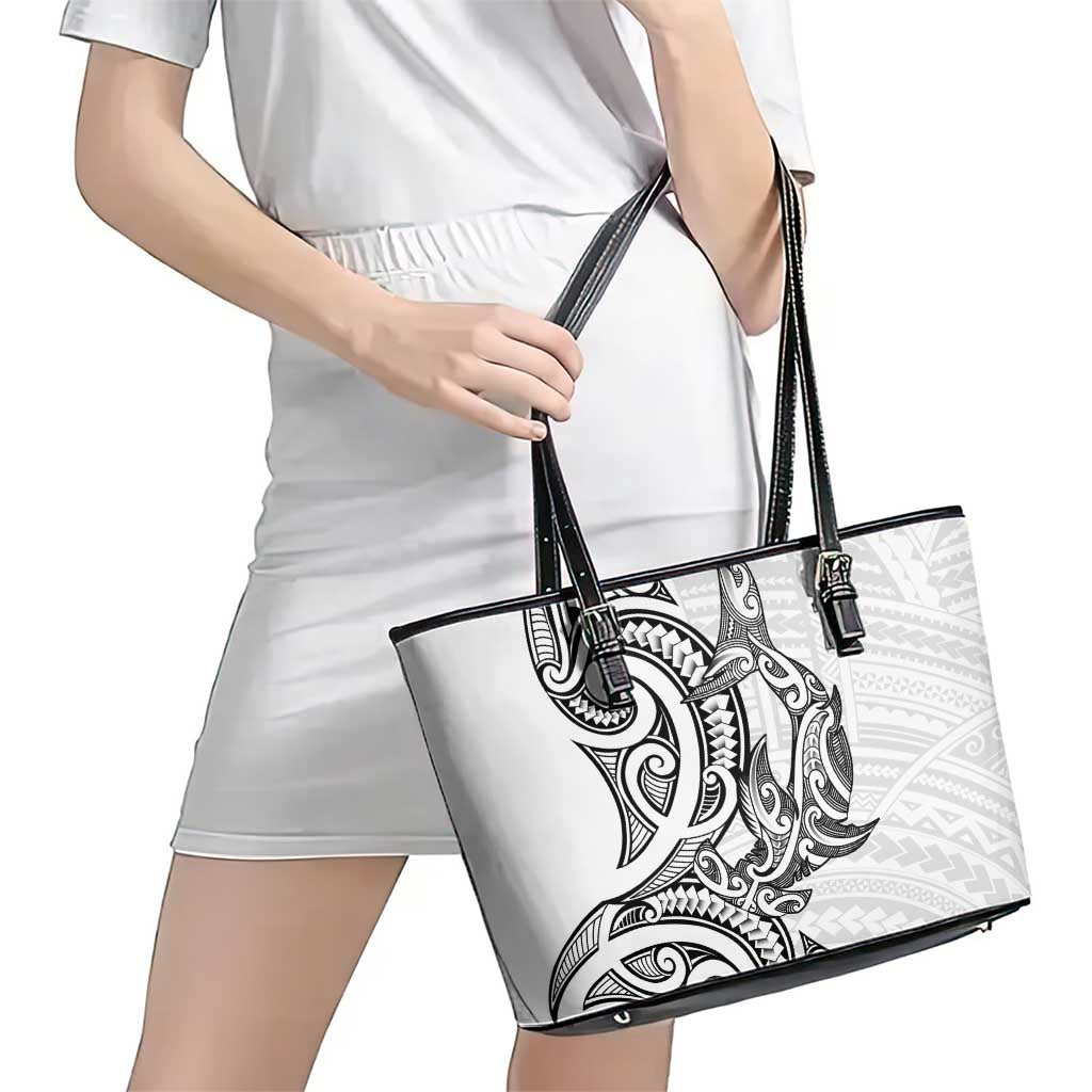 New Zealand Hammerhead Shark Leather Tote Bag Maori Haehae Mangopare White - Aussie Hoodie