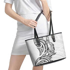 New Zealand Hammerhead Shark Leather Tote Bag Maori Haehae Mangopare White - Aussie Hoodie