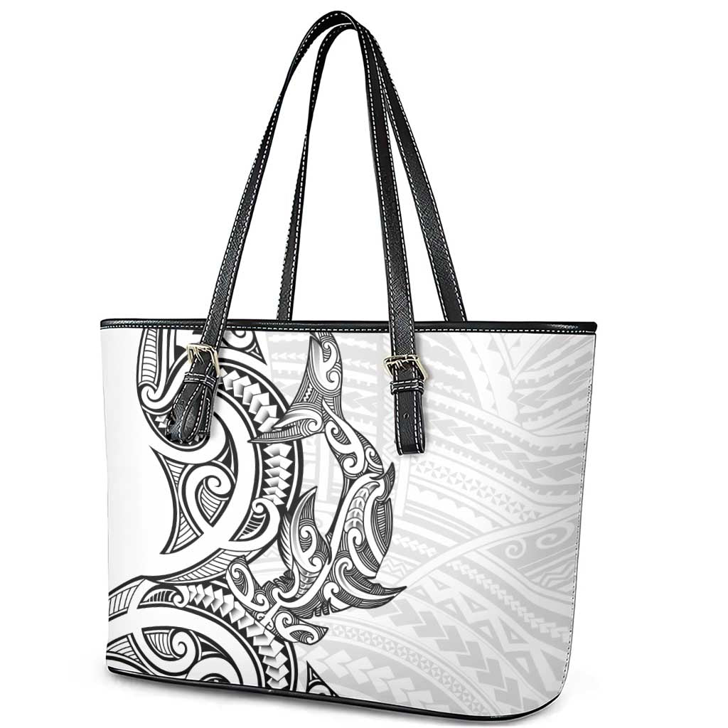 New Zealand Hammerhead Shark Leather Tote Bag Maori Haehae Mangopare White - Aussie Hoodie