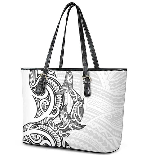 New Zealand Hammerhead Shark Leather Tote Bag Maori Haehae Mangopare White - Aussie Hoodie