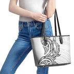 New Zealand Hammerhead Shark Leather Tote Bag Maori Haehae Mangopare White - Aussie Hoodie