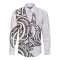 New Zealand Hammerhead Shark Long Sleeve Button Shirt Maori Haehae Mangopare White - Aussie Hoodie
