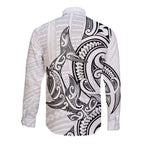 New Zealand Hammerhead Shark Long Sleeve Button Shirt Maori Haehae Mangopare White - Aussie Hoodie