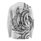 New Zealand Hammerhead Shark Long Sleeve Shirt Maori Haehae Mangopare White - Aussie Hoodie