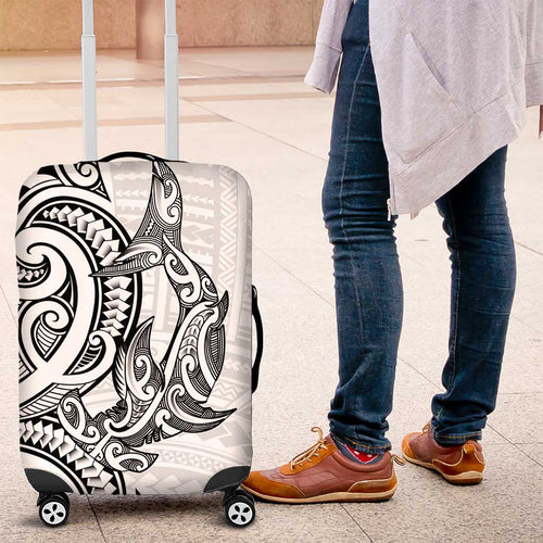 New Zealand Hammerhead Shark Luggage Cover Maori Haehae Mangopare White - Aussie Hoodie