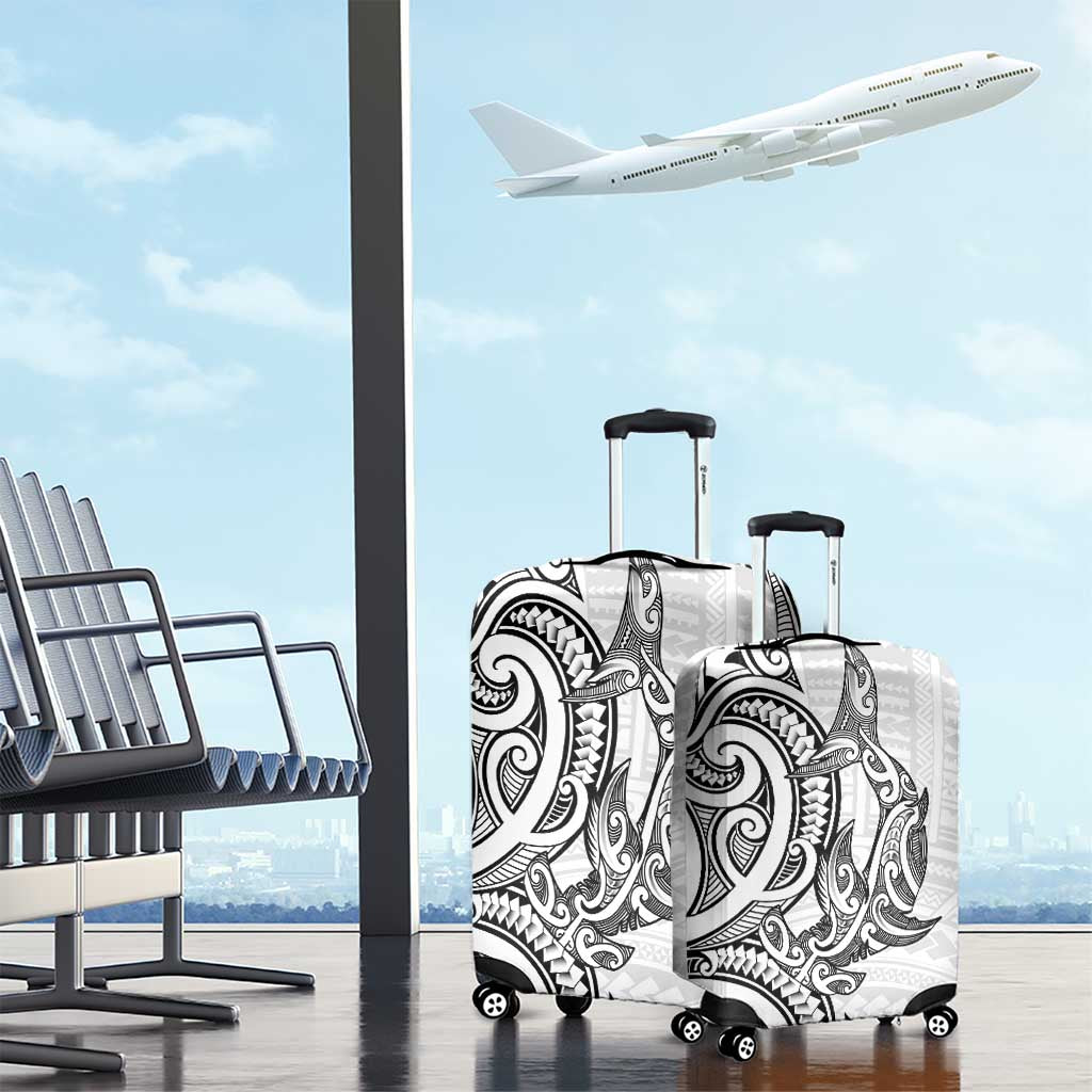 New Zealand Hammerhead Shark Luggage Cover Maori Haehae Mangopare White - Aussie Hoodie
