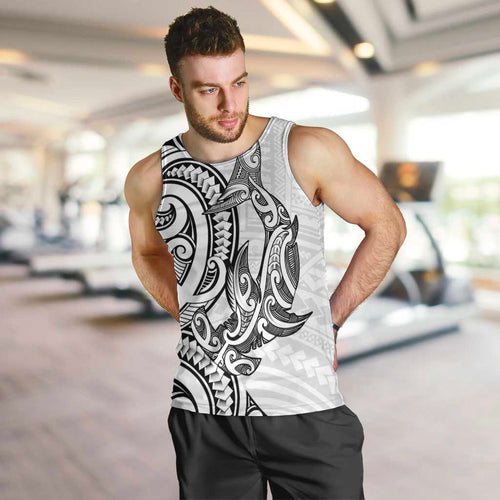 New Zealand Hammerhead Shark Men Tank Top Maori Haehae Mangopare White - Aussie Hoodie