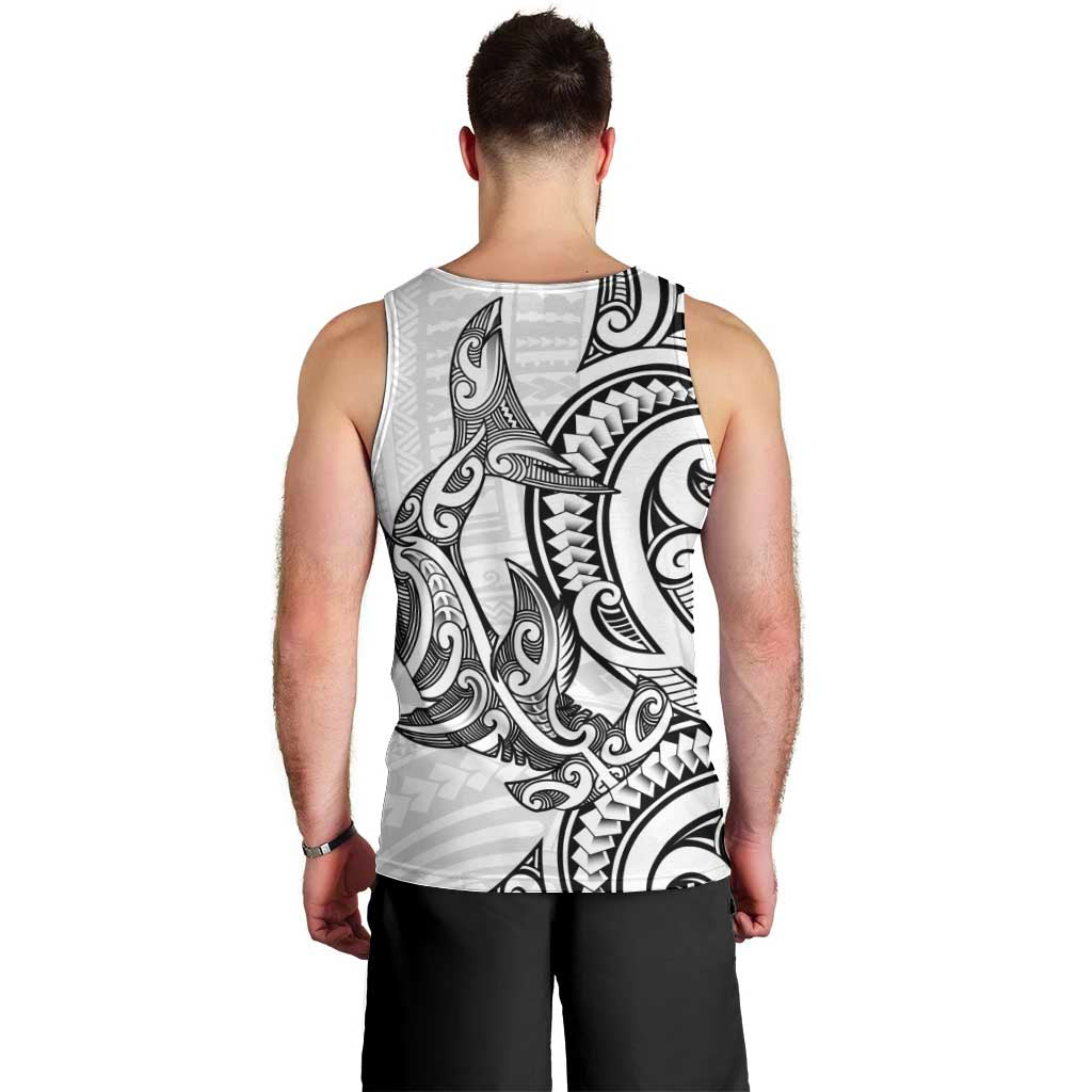 New Zealand Hammerhead Shark Men Tank Top Maori Haehae Mangopare White - Aussie Hoodie