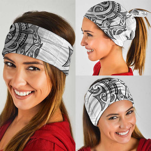 New Zealand Hammerhead Shark Neck Gaiter Maori Haehae Mangopare White - Aussie Hoodie