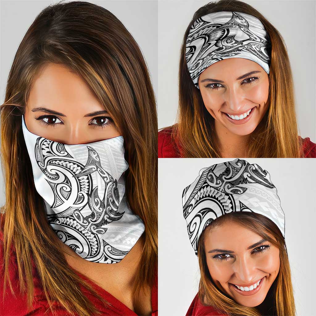 New Zealand Hammerhead Shark Neck Gaiter Maori Haehae Mangopare White - Aussie Hoodie
