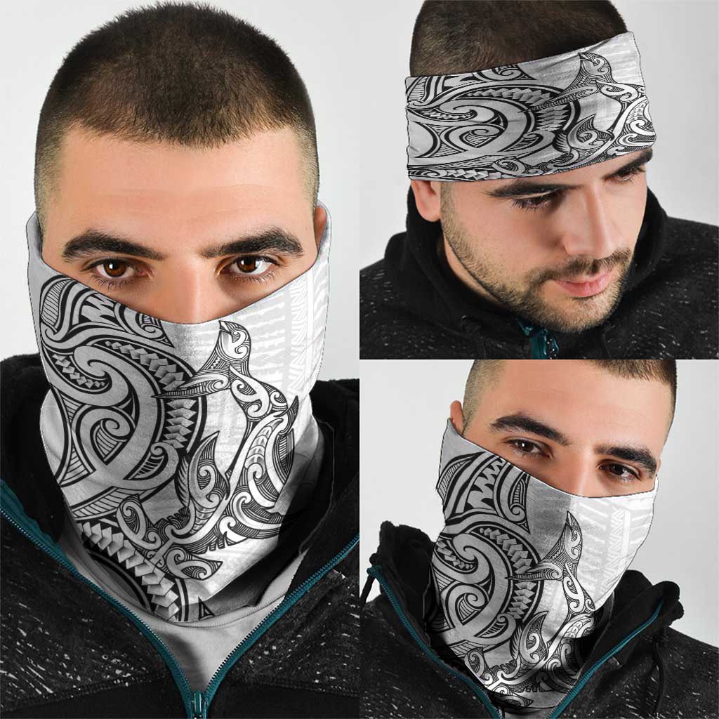 New Zealand Hammerhead Shark Neck Gaiter Maori Haehae Mangopare White - Aussie Hoodie