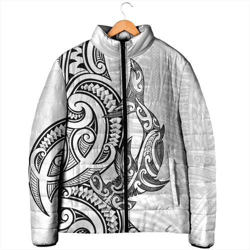 New Zealand Hammerhead Shark Padded Jacket Maori Haehae Mangopare White - Aussie Hoodie