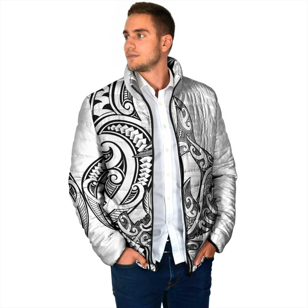 New Zealand Hammerhead Shark Padded Jacket Maori Haehae Mangopare White - Aussie Hoodie