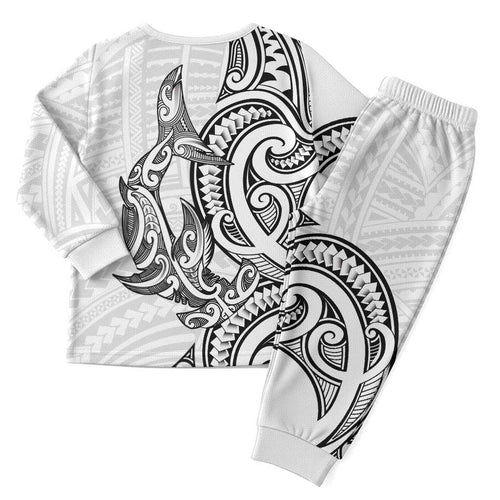 New Zealand Hammerhead Shark Christmas Pajama Set Maori Haehae Mangopare White - Aussie Hoodie