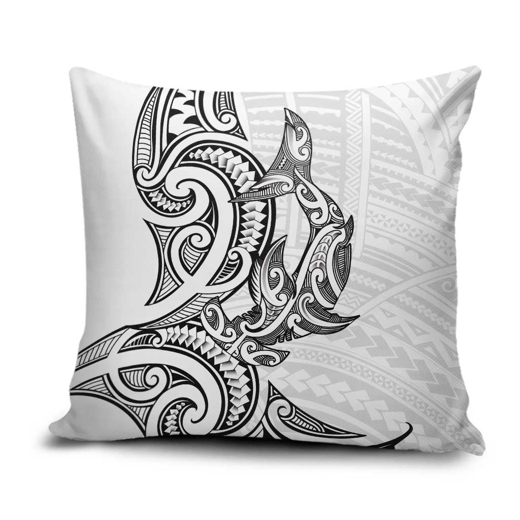 New Zealand Hammerhead Shark Pillow Cover Maori Haehae Mangopare White - Aussie Hoodie