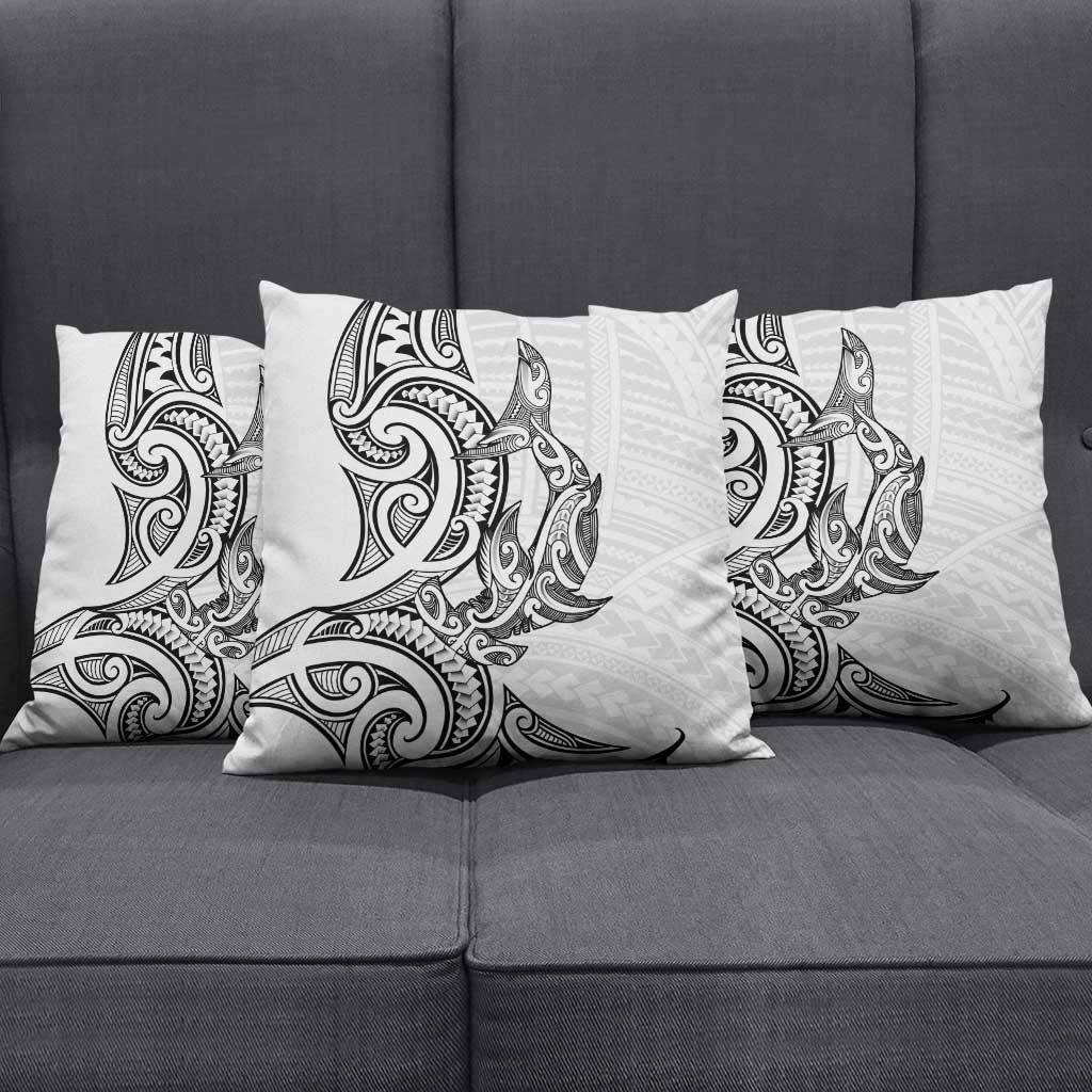 New Zealand Hammerhead Shark Pillow Cover Maori Haehae Mangopare White - Aussie Hoodie