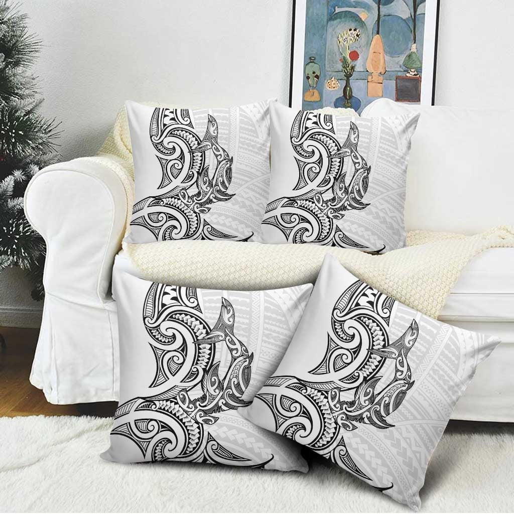 New Zealand Hammerhead Shark Pillow Cover Maori Haehae Mangopare White - Aussie Hoodie