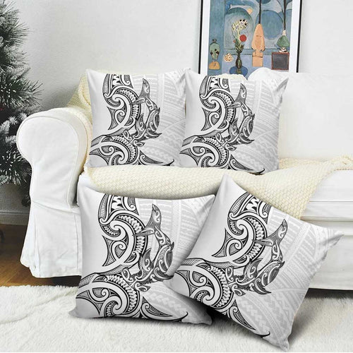 New Zealand Hammerhead Shark Pillow Cover Maori Haehae Mangopare White - Aussie Hoodie