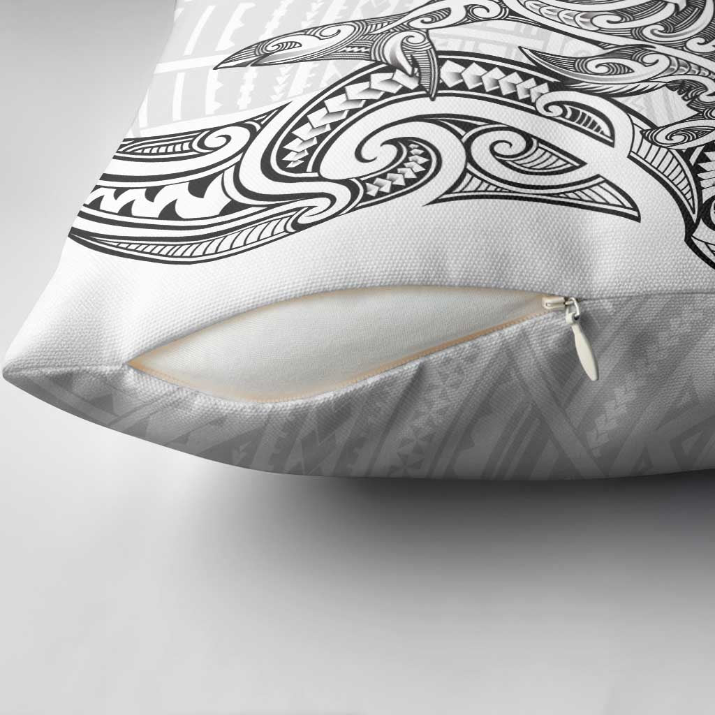 New Zealand Hammerhead Shark Pillow Cover Maori Haehae Mangopare White - Aussie Hoodie