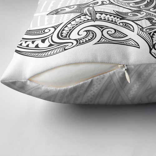 New Zealand Hammerhead Shark Pillow Cover Maori Haehae Mangopare White - Aussie Hoodie