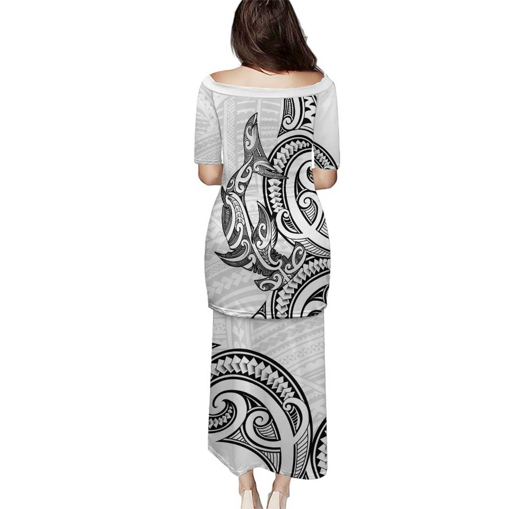 New Zealand Hammerhead Shark Puletasi Maori Haehae Mangopare White - Aussie Hoodie