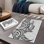 New Zealand Hammerhead Shark Puzzle Maori Haehae Mangopare White - Aussie Hoodie