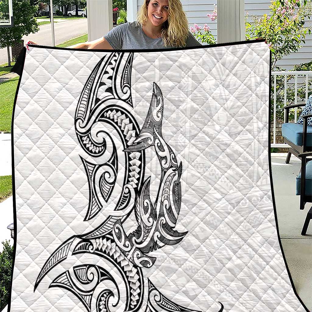 New Zealand Hammerhead Shark Quilt Maori Haehae Mangopare White - Aussie Hoodie