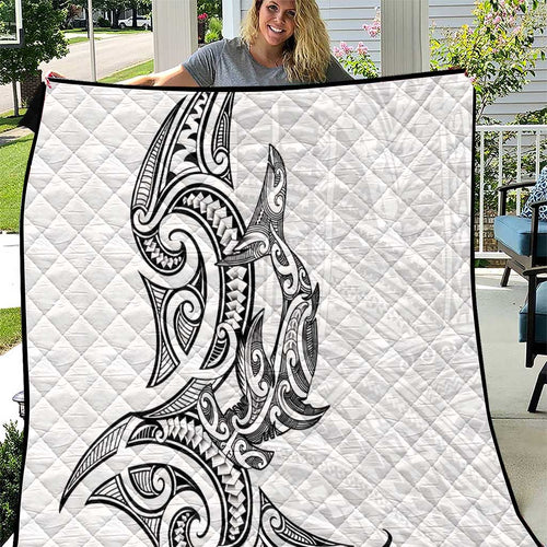 New Zealand Hammerhead Shark Quilt Maori Haehae Mangopare White - Aussie Hoodie