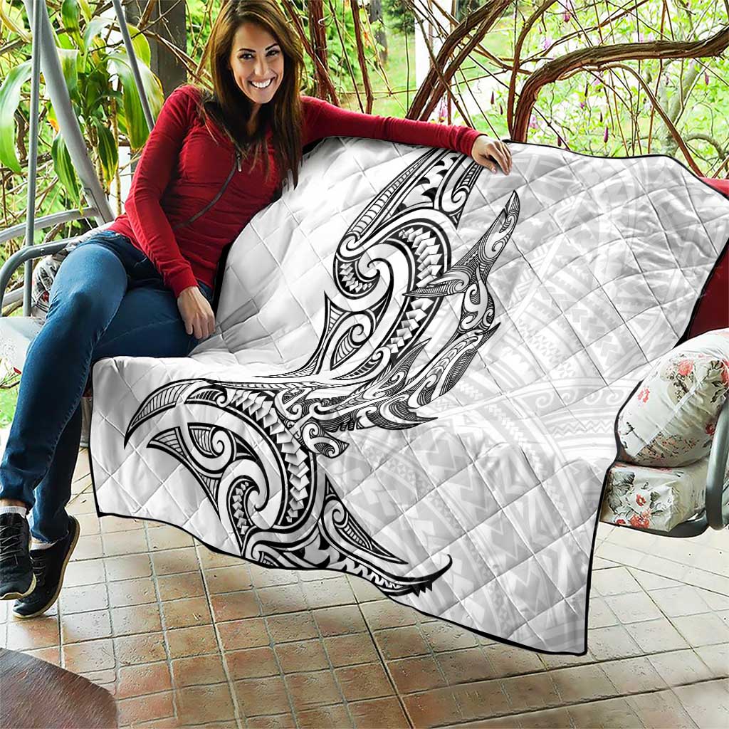 New Zealand Hammerhead Shark Quilt Maori Haehae Mangopare White - Aussie Hoodie