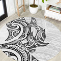 New Zealand Hammerhead Shark Round Carpet Maori Haehae Mangopare White - Aussie Hoodie