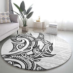 New Zealand Hammerhead Shark Round Carpet Maori Haehae Mangopare White - Aussie Hoodie