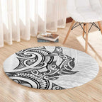 New Zealand Hammerhead Shark Round Carpet Maori Haehae Mangopare White - Aussie Hoodie