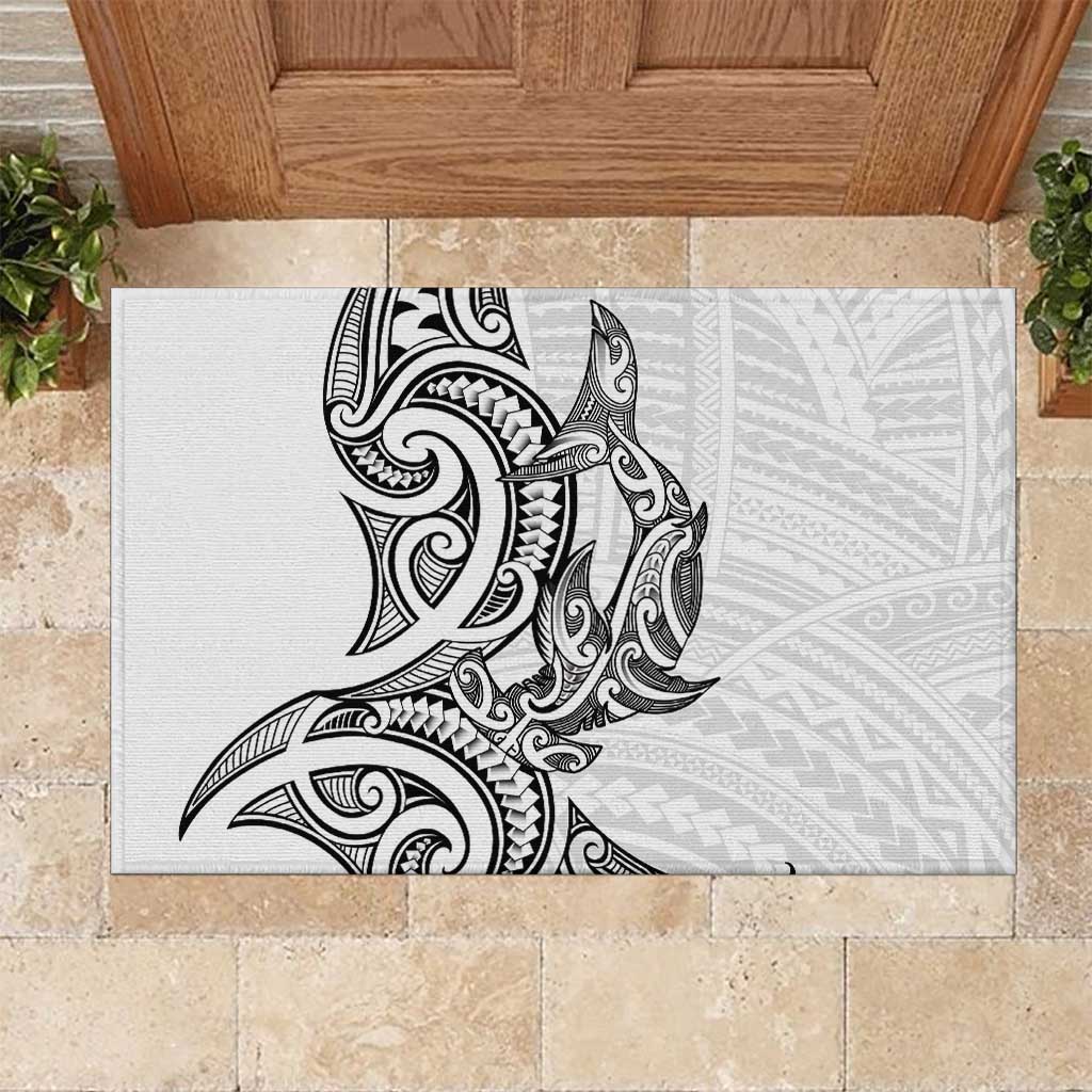 New Zealand Hammerhead Shark Rubber Doormat Maori Haehae Mangopare White - Aussie Hoodie