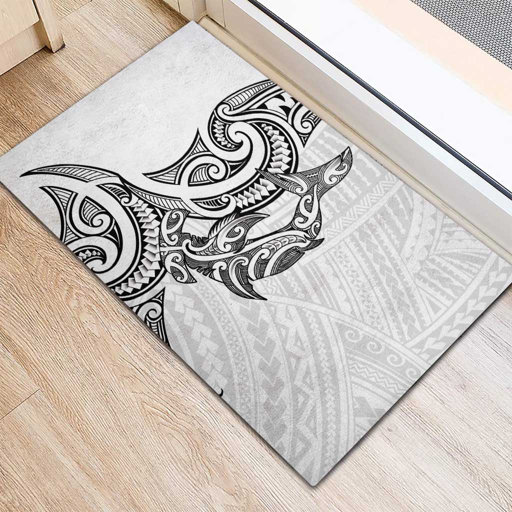 New Zealand Hammerhead Shark Rubber Doormat Maori Haehae Mangopare White - Aussie Hoodie