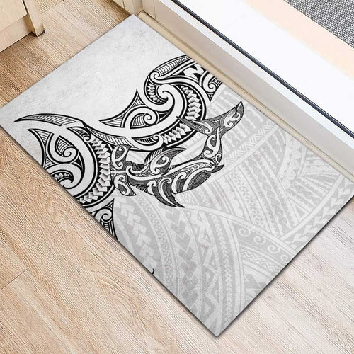 New Zealand Hammerhead Shark Rubber Doormat Maori Haehae Mangopare White - Aussie Hoodie