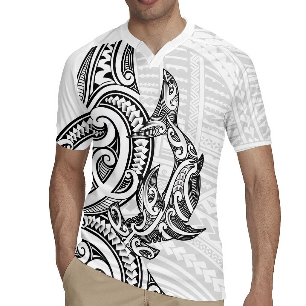New Zealand Hammerhead Shark Rugby Jersey Maori Haehae Mangopare White - Aussie Hoodie