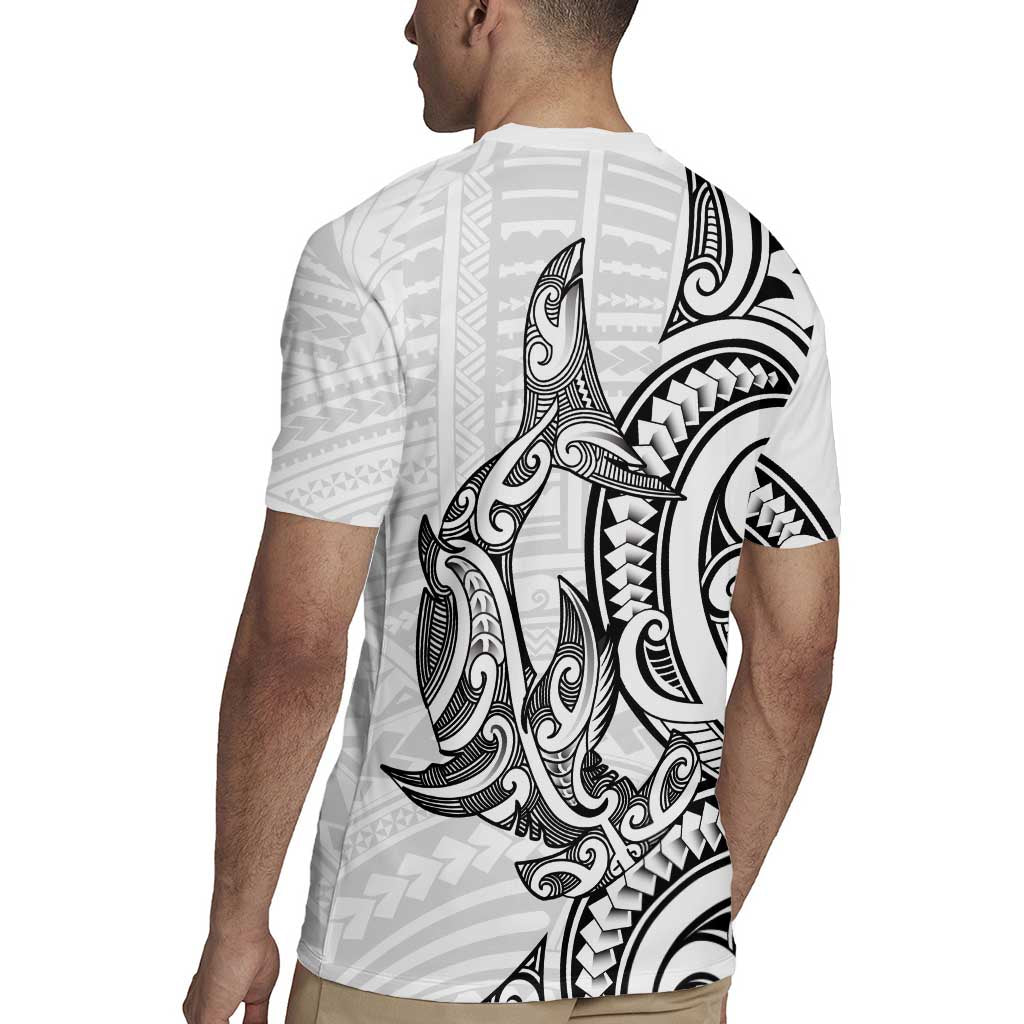 New Zealand Hammerhead Shark Rugby Jersey Maori Haehae Mangopare White - Aussie Hoodie
