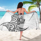 New Zealand Hammerhead Shark Sarong Maori Haehae Mangopare White - Aussie Hoodie