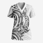New Zealand Hammerhead Shark Scrub Top Maori Haehae Mangopare White - Aussie Hoodie
