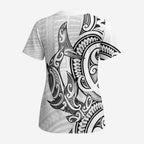 New Zealand Hammerhead Shark Scrub Top Maori Haehae Mangopare White - Aussie Hoodie