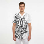 New Zealand Hammerhead Shark Scrub Top Maori Haehae Mangopare White - Aussie Hoodie